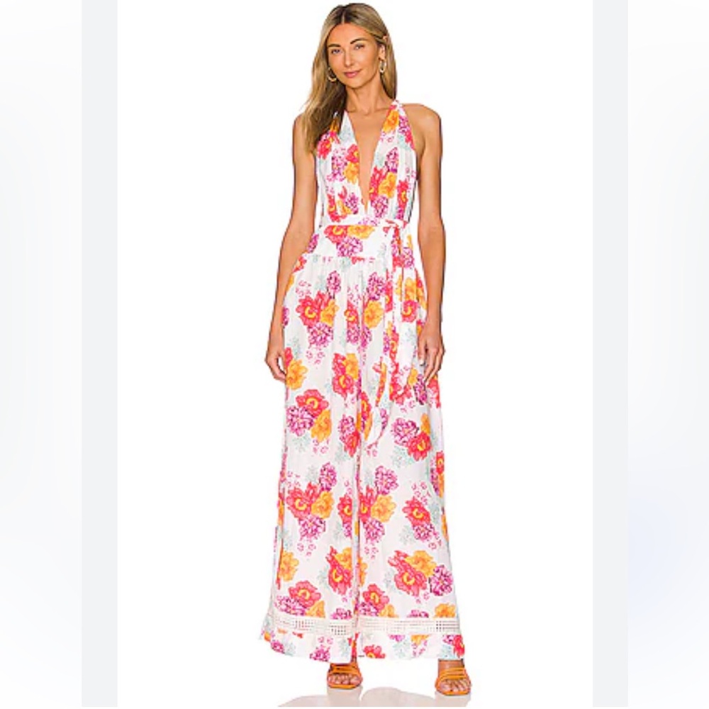NWT Revolve x Agua Bendita Printed V-Neck Jumpsuit